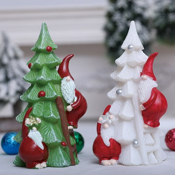 Christmas Tree Tabletop Decorations,Small Christmas Tree With Lights Santa Claus Desktop Lighted Tree Figurine Ornaments Battery Operated for Holiday Home Office Decoration Gift Ornaments