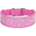 thumbnail image 2 of 1Pack Rhinestones Dog Collars-2" Wide Crystal Diamonds Studded PU Leather 5 Rows Sparkly Crystal Studded Collar for Medium and Large Dog, 2 of 6
