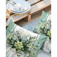 thumbnail image 2 of Pack of 2 Outdoor Pillow Covers, Summer Flowers Eucalyptus Plants Glass Vase Sage Green Striped Waterproof Square Throw Pillowcase Cushion Decorative Pillow Covers for Couch Patio Tent, 18x18 in, 2 of 6