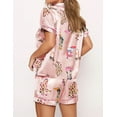thumbnail image 4 of SheShow Cowboy Boots Print Silky Casual Short Sleeve Pajama Set for Women, Pink, XXL, 4 of 4