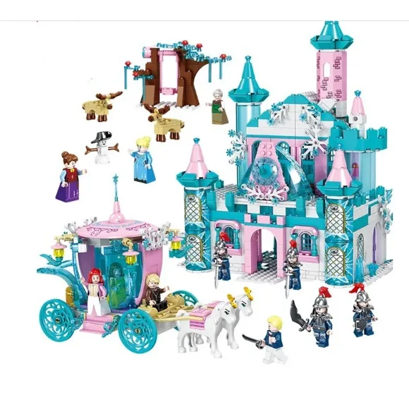 Build Block Princess Castle Block Birthday Toy For Girl Construction Toy Action Figure Princess Ice and Snow Castle 43222 Model Build Kit Block Toy Christmas Gift