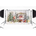 thumbnail image 3 of Christmas Backdrop Winter Hot Cocoa Children Photo Backgrounds Snowy Pine Tree Forest Photo Booth Props, 7x5ft, 3 of 5