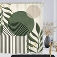 thumbnail image 6 of Abstract Sage Green Shower Curtain Set 71Wx71H Inches Minimalist Plant Aesthetic Modern Neutral Leaves Mid Century Waterproof Bathroom Curtain with 12 Hooks, 6 of 6