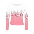 thumbnail image 5 of PFRNLF Womens Ribbed Long Sleeve Tops,Crew Neck Slim Fit Stretch Layering Basic T Shirts for Casual Wear, 5 of 6