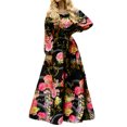 thumbnail image 2 of Sunloudy Vestido de manga larga casual para mujer, estampado a la moda, cuello de barco, vestido largo con cinturón Sunloudy  moda, 2 of 9