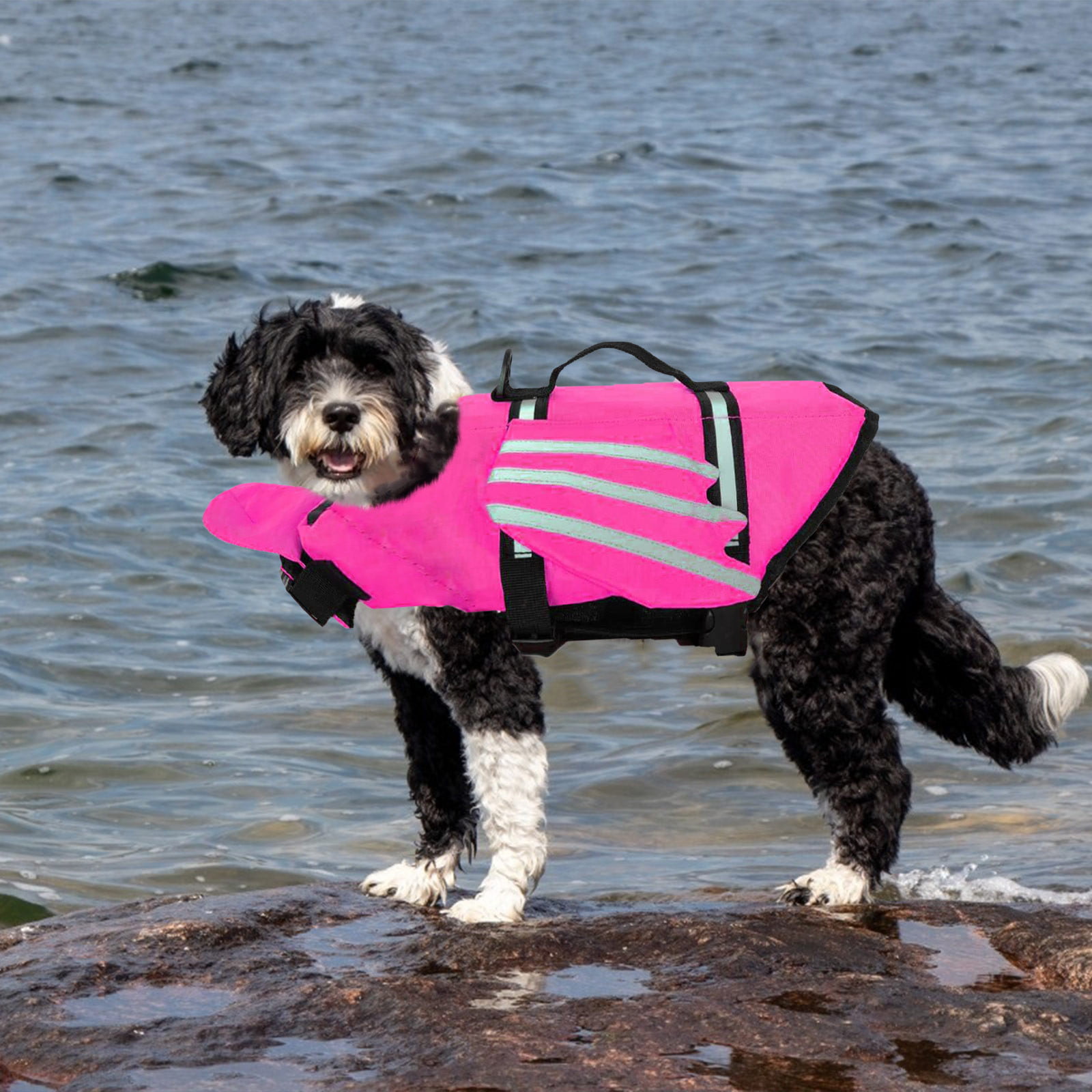 Dog Life Jacket Vest Saver Safety Swimsuit Preserver with Reflective Stripes Adjustable Belt for Dog 