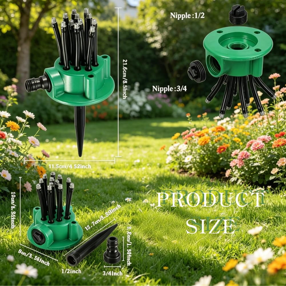 360° Coverage Precision Garden Irrigation Sprinkler with Heavy-Duty Spike Base, Automatic Rotating Lawn Sprinkler, for Yard, Lawn Sprinkler