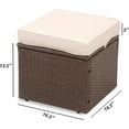 thumbnail image 3 of OPENAIRCOMFORT All Weather Outdoor Patio Ottoman PE Rattan Footstool , Wicker Rattan Ottomans Footrest Seat with Removable Cushion（Beige）, 3 of 6