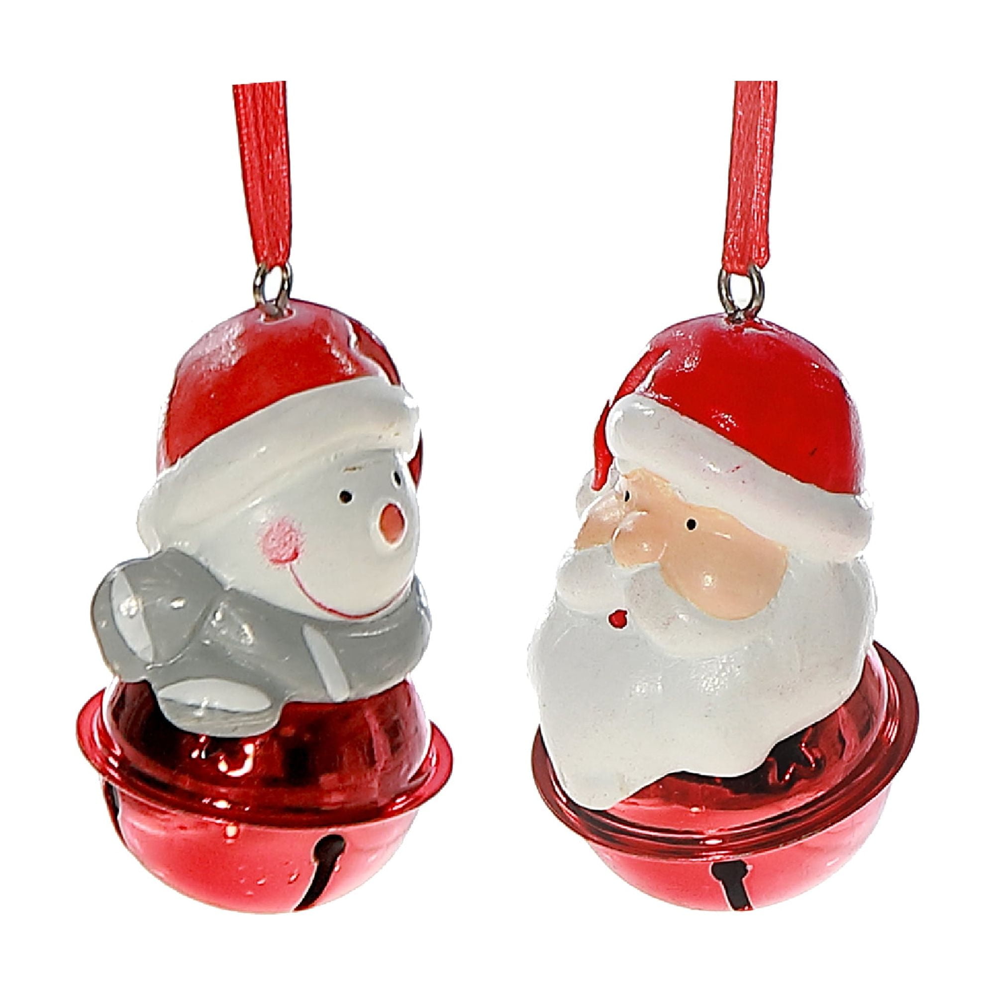 Polyresin Christmas Figure With Bell Ornament (Asstd) - Set of 12