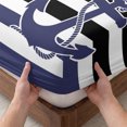 thumbnail image 3 of Twin Sze Fitted Sheet Set - Anchor Black 2 Piece Bedding Sets 16" Deep Pocket Fitted Sheet with 1 Pillowcase, Modern Navy Blue White Striped Nautical Brushed Microfiber Hotel Luxury Bed Sheets, 3 of 9