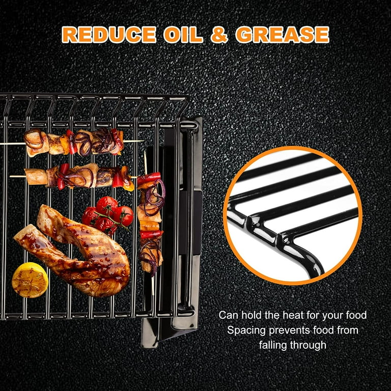 Grisun Universal Grill Rack Chrome Steel Upper Rack Warming Rack for GAS Charcoal and Wood Pellet Grill Foldable Leg Design Rised Rack for Expanded Co