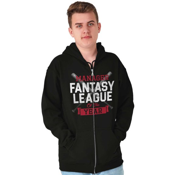 Fantasy Baseball League Manager Men's Big & Tall Graphic Zip Up Hoodie Brisco Brands 2X