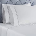 thumbnail image 4 of Superior Fieldstone Embroidered Cotton Bed Sheet Set, Queen, White/Silver, 4 of 11