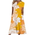 thumbnail image 2 of Fshaion Robe d'Été pour Femmes 2024 Grande Taille Manches Courtes Col en V Imprimée Robe Ample en Solde à Moins de 10!, 2 of 5
