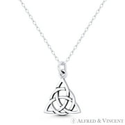 Trinity-Knot / Triquetra Celtic Charm 20x14mm (0.8x0.6in) Pendant & Chain Necklace in Oxidized .925 Sterling Silver