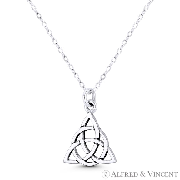 Trinity-Knot / Triquetra Celtic Charm 20x14mm (0.8x0.6in) Pendant in Oxidized .925 Sterling Silver