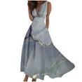 thumbnail image 2 of LOVZFMLL Robes Femmes Mode Printemps/été Imprimé Décontracté Col en V Sans Manches Longue Jupe, 2 of 5