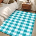 thumbnail image 5 of Rectangle Area Rug 4x6ft,Teal Blue White Plaid Lattice Washable Carpet Non-Slip Runner Accent Rugs Indoor Floor Mat for Bedroom Living Room Decor,Abstract Gradient Line, 5 of 9