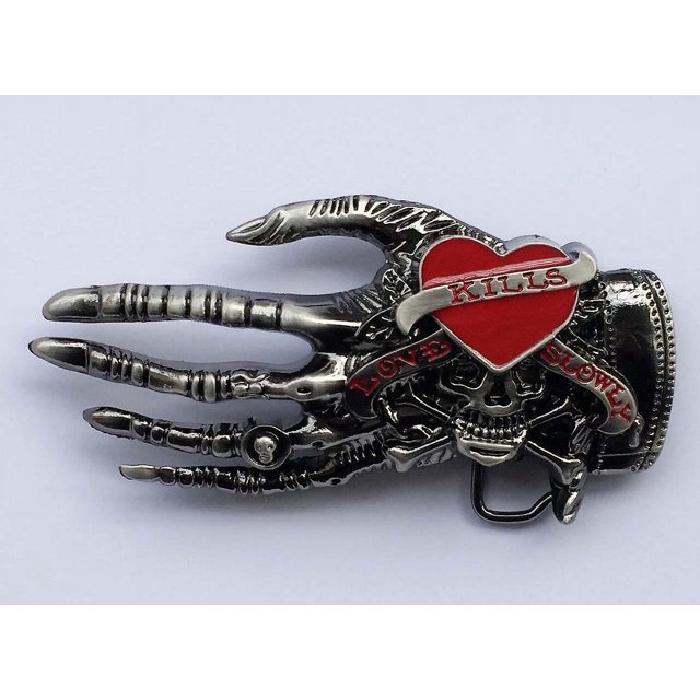 Hebilla de cinturón de calavera para hombre, hebilla de cinturón con mano de esqueleto punk, hebilla de cinturón de calavera gótica vikinga, hebilla de cinturón de vaquero occidental C