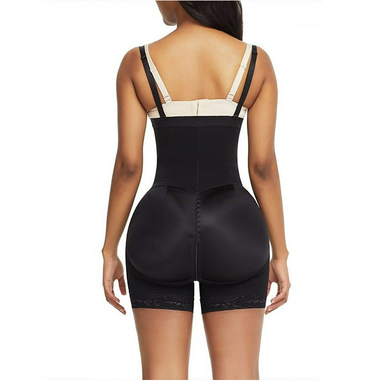 Women's Plus Size Detachable Straps Side Zip Firm Compression Tummy Control  Shapewear Open Bust Body Shaper Fajas Black 3XL 