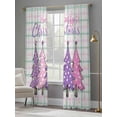thumbnail image 3 of Purple Pink Christmas Tree Sheer Curtains 108 Inch Length 2 Panels Set, Xmas Snowflake Plaid Voile Window Treatment Semi Sheer Long Curtains Drapes for Bedroom/Living Room/Kitchen 52"x108"x2, 3 of 7