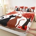 thumbnail image 4 of Erosebridal Couple Cat Kids Bed Sheets, Romantic Love Heart King Sheets, 4pcs, 4 of 5