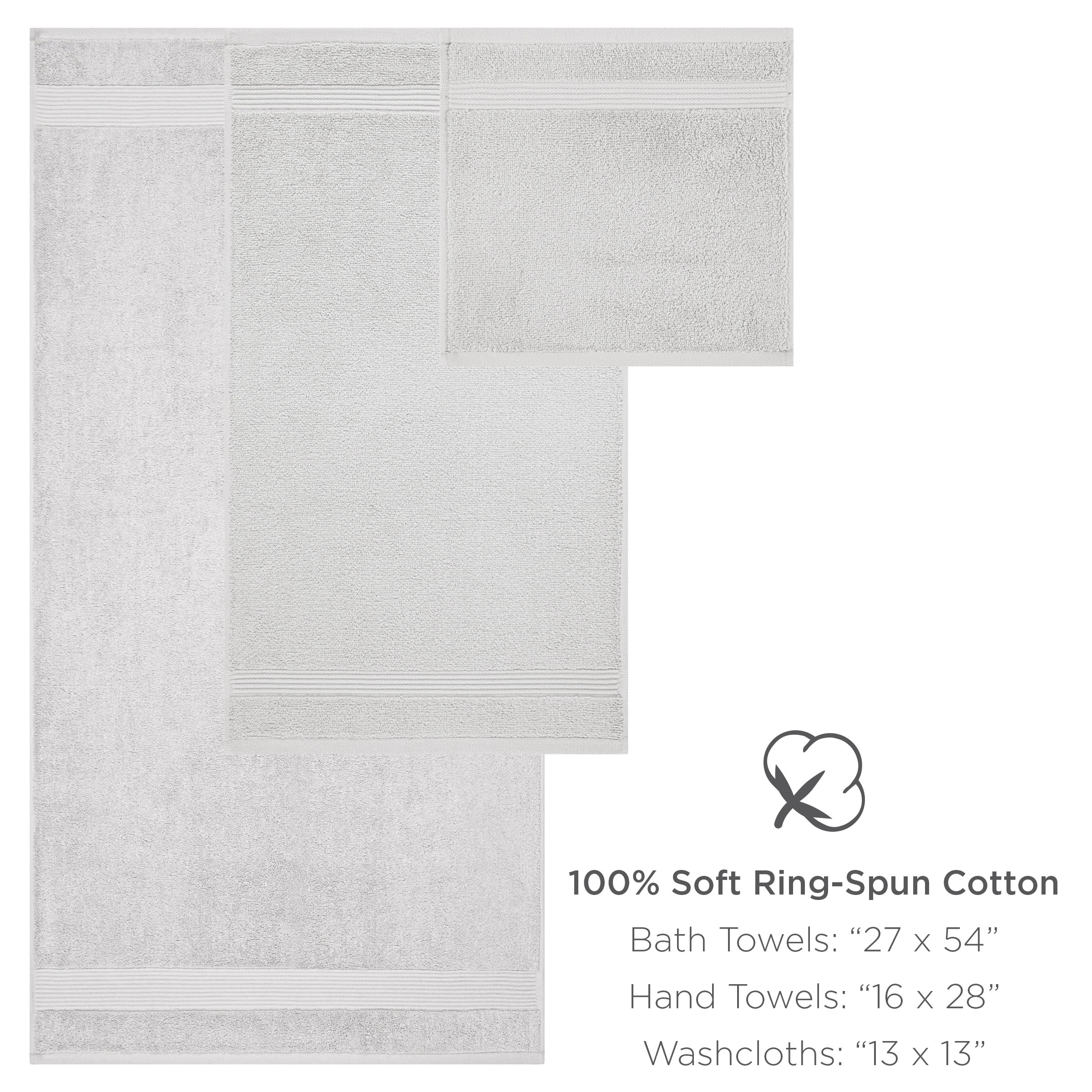 Host & Home Cotton 6-Piece Bath Towel Set - Soft & Absorbent - Light Grey