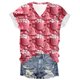 thumbnail image 2 of Fiudx Camisetas para Mujer Moda Mujer Casual Cuello En V Blusa Sólida Manga Corta Camiseta Verano Tops, 2 of 3