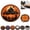D-1PCS, variant on Halloween Round Fitted Tablecloth with Elastic Cute Black Cat Pumpkin Bat Tree Circle Table Cloth for 40-44" Tables Scary Spooky Holiday Wipeable Washable Table Cover (A-1PCS)