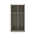 thumbnail image 2 of Tot Mate 2-Section Wall Locker Cubby Storage with Hooks, Wood Elm Gray 19"W x 15"D x 37 1/2"H RTA, 2 of 5