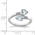 thumbnail image 4 of Sterling Silver Rhodium Aqua & Diamond Heart Ring, 4 of 6