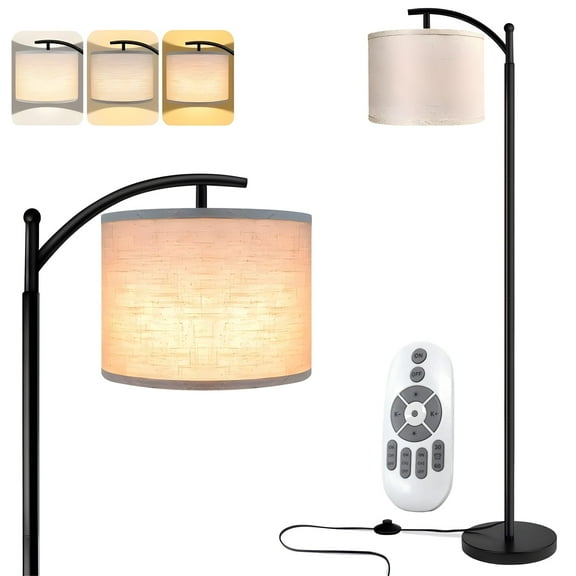 FOUKUS 62" Arc Floor Lamp: Modern Dimmable Standing Lamp with Remote Control, Stepless 3000K–6000K LED Light for Reading & Living Room Decor - Tall Corner Lamp for Bedroom, Home Office