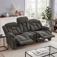 thumbnail image 4 of Bonzy Home 3-Seat Reclining Sofa with Cup Holders, Extra-Wide Manual Recliner Soft Fabric Couch for Living Room, Dark Gray, 4 of 9