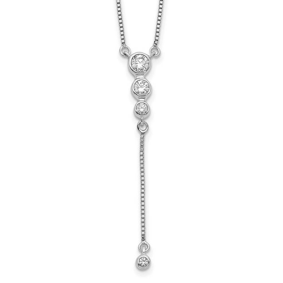 Primal Gold 14 Karat White Gold Diamond 3-Stone with Dangle 18-inch Necklace