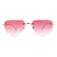 thumbnail image 3 of Cheetah Ring Jewel Arm Rimless Rectangular Bevel Lens Sunglasses Gold - Pink, 3 of 8