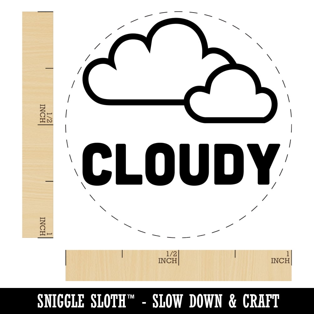 Cloudy Cloud Weather Day Planner Self-Inking Rubber Stamp Ink Stamper - Brown Ink - Medium 1 Inch