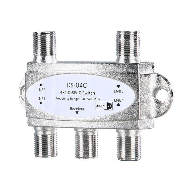 4 in 1 4 x 1 DiSEqc 4-Way Wideband Switch DS-04C High Isolation Connect 4 Satellite Dishes 4 LNB for Satellite Receiver 