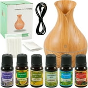 Diffuser Basics Ultrasonic Smart Aroma Humidifier Large Light Wood + 6 Pack 10ml Fragrance Kit