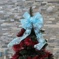 thumbnail image 2 of Sheer Snowflakes Christmas Wreath Bow - 10" Wide, 18" Long Pre-Tied Bow, Light Blue Glitter Snowflakes, Gift Basket, Winter Decoration, Front Door Decor, 2 of 5