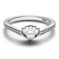 thumbnail image 3 of 925 Sterling Silver Princess Pearl Ring Women Finger Ring For Party Jewelry, 3 of 4