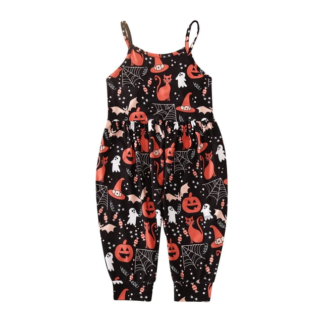 MIASHUI Stylish Girls Romper Jumpsuit Toddler Outfit for Halloween Kids Cartoon Design Comfortable Wear