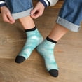 thumbnail image 3 of Fuzoiu Blue Marble Print Adult Socks, Crew Moisture-wicking Socks, Unisex Cushion Crew Socks,Casual Sports Ankle Socks, 3 of 7