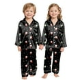 thumbnail image 5 of mgoYE Family Christmas Pajamas Matching Sets Satin Long Sleeve Holiday Casual Lounge Soft Xmas Silk Pjs Two Piece Sets, 5 of 6