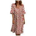 thumbnail image 1 of Robe d'Été avec Manches pour Femmes Mode Rétro Fleurs Écrasées Volants Manches Courtes Robe Décontractée Confortable Robe d'Été Courte pour Femmes Robe Manches Courtes pour Femmes, 1 of 4