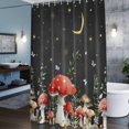 thumbnail image 6 of Red Mushrooms Shower Curtain, Plants Leaves Black Night Sky Stars Moon Waterproof Shower Curtain Set with 12 Hooks Lightweight Bath Curtains Fabric Bathroom Decor 72x72 Inches, 6 of 9