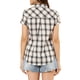 thumbnail image 3 of Camisas de cuadros para mujer Inspire Chic, con cuello de punta y botones, color blanco y negro, 3 of 7