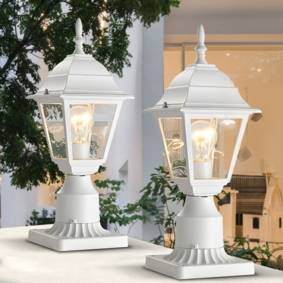 ASHOP Outdoor Post Lights 2 Pack White Aluminum Porch Light Fixtures for Patio Entryway Front Door