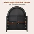 thumbnail image 5 of Arched Wall Cabinet with High Gloss Mirror, Wall Mounted Cabinets with Adjustable Shelf for Bathroom Laundry Room Kitchen, Modern Black, 5 of 7