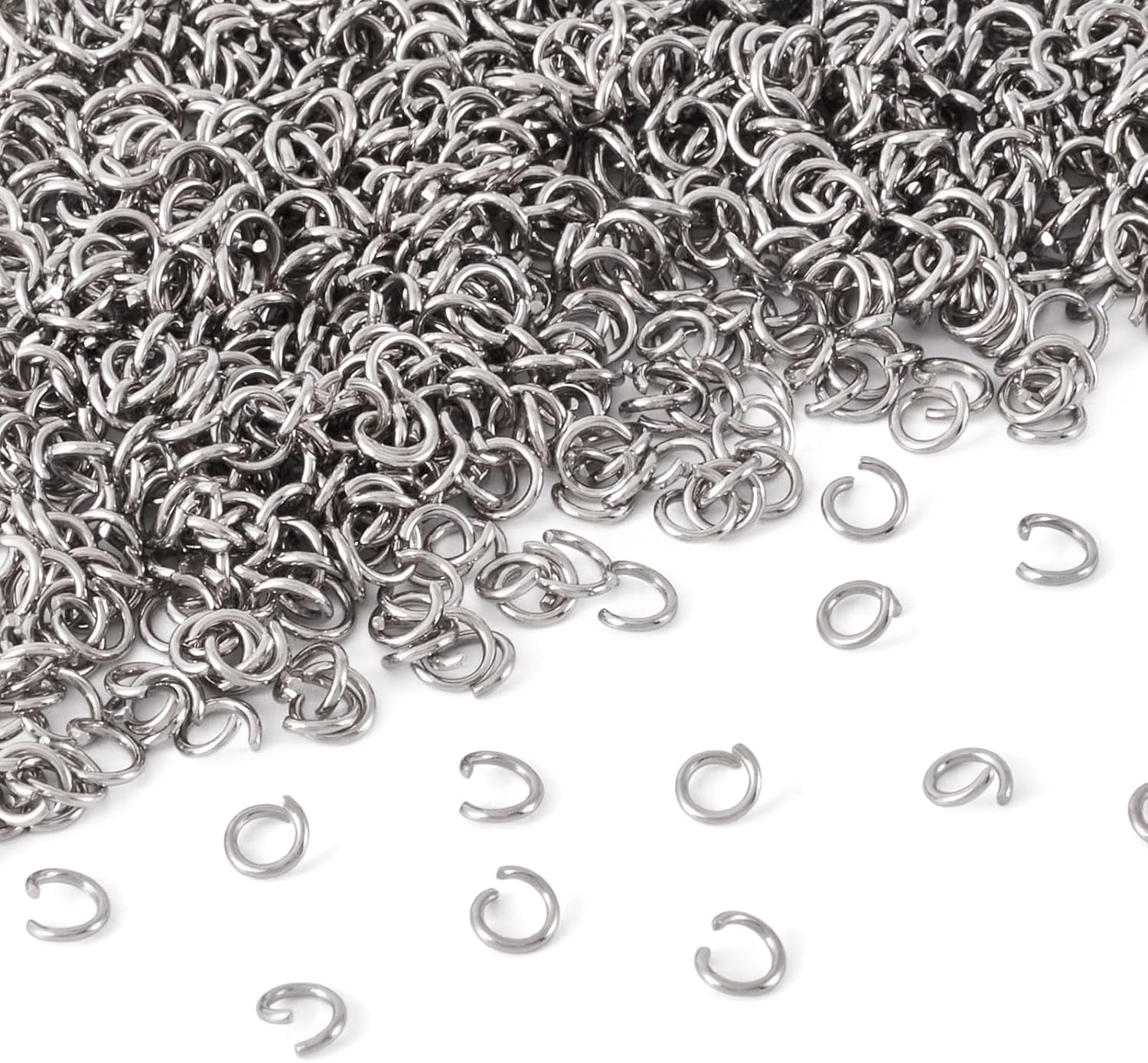 1000Pcs Stainless Steel Open Jump Rings 6mm Tiny Round 1mm Thick Connector Rings For Jewelry Making