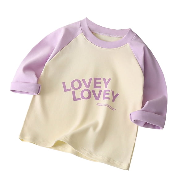 Toddler Shirt For Boys Letter Purple Long Sleeve Top Crewneck T-Shirts Fall Tops Tees Cottom Boy Shirt Girls Uniform Shirts 2-3 Years Cute Boy Girl Clothing